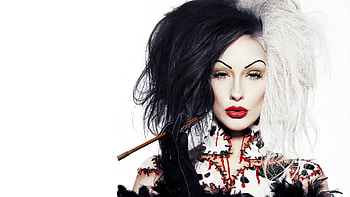 Cruella style, makeup, white, black, model, face, cruella, woman HD wallpaper