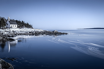 Chapel of Port-au-Persil on the Saint Lawrence River, Quebec, Canada, nature, river HD wallpaper