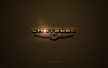 Chrysler golden logo, artwork, brown metal background, Chrysler emblem, creative, Chrysler logo, brands, Chrysler HD wallpaper