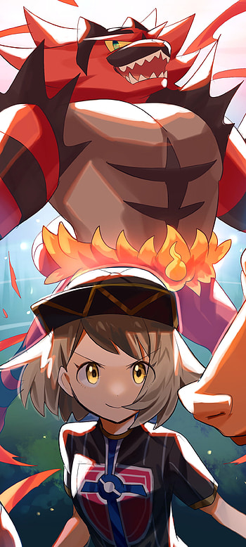 Gloria and Incineroar, Pokemon (Anime) HD phone wallpaper