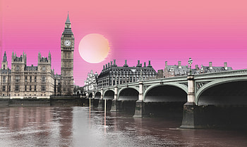 Bridge, Vaporwave, London, Artistic, Big Ben, Palace Of Westminster, United Kingdom HD wallpaper