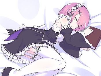 Sleep, pink, anime, ram, cute, girl, dress HD wallpaper