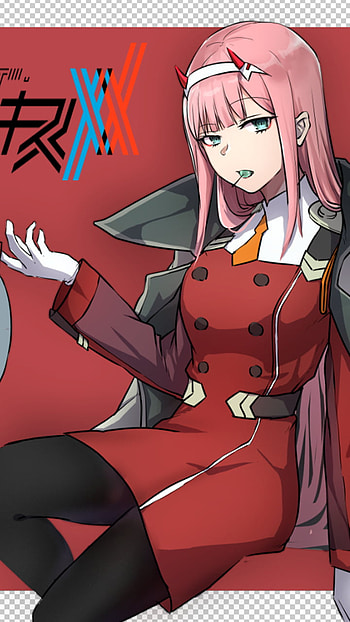 Zero Two, uniform, lollipop, horns, green eyes, pink hair, long hair, Zero Two (Darling in the FranXX), Anime, Darling in the FranXX HD phone wallpaper