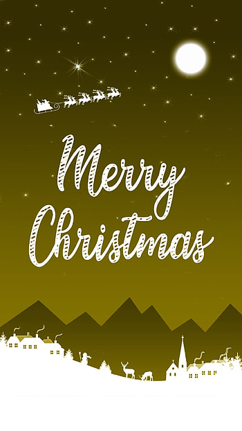 Christmas Night Scene (Yellow), holiday, Christmas HD phone wallpaper