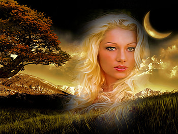 Beauty, sky, abstract, moon, fantasy HD wallpaper