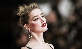 Red lips, beautiful, Amber Heard HD wallpaper