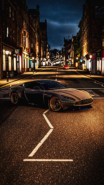 Aston Martin, automóvil, Inglaterra, deportivo, dbs, gris, 007, noche HD phone wallpaper