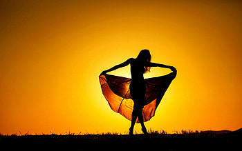 SILHOUETTE BEAUTY, pose, light, girl, silhouette, sunset HD wallpaper