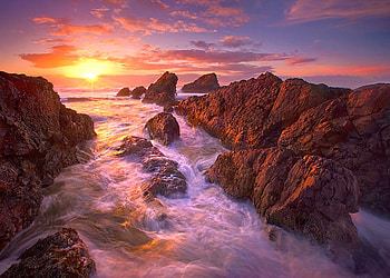 Rocky Beach, beautiful, at sunset HD wallpaper