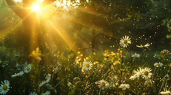 Sunlit Daisy Delight, sunbeam, daisy, sunny day, sunlight, flower HD wallpaper