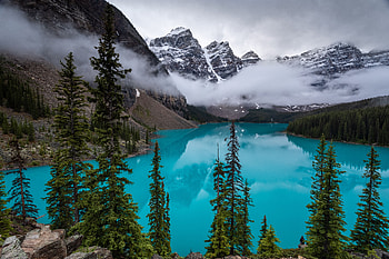 Landscape, Nature, Trees, Mountains, Clouds, Lake HD wallpaper
