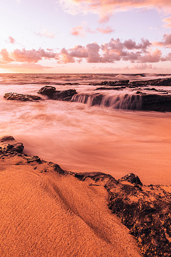 Nature, Sea, Clouds, Waves, Beach, Rocks, Shore, Bank HD phone wallpaper