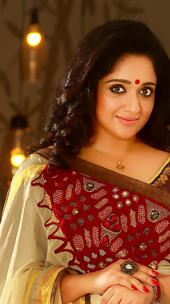 Kavya madhavan, malayalam actress, saree beauty HD phone wallpaper