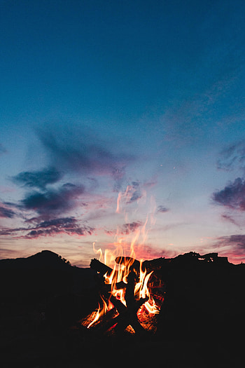 Nature, Fire, Bonfire, Twilight, Dark, Dusk HD phone wallpaper