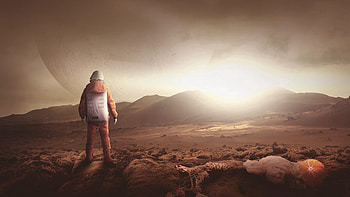Landscape, Art, Universe, Relief, Planet, Astronaut HD wallpaper