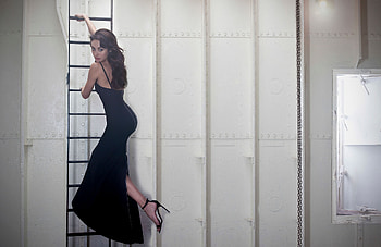 Olga Kurylenko In Black Dress, olga-kurylenko, celebrities, girls, dress HD wallpaper