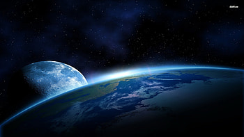 Earth and Moon - Space - HD wallpaper