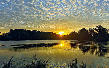Sunset over Lake, clouds, Latvia, lake, sunset HD wallpaper