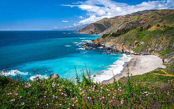ocean, coast, California, USA, summer, beach, North America, waves HD wallpaper