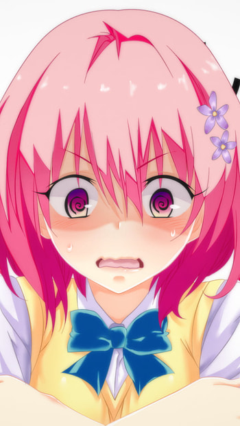 blush, face, pink eyes, pink hair, Anime HD phone wallpaper