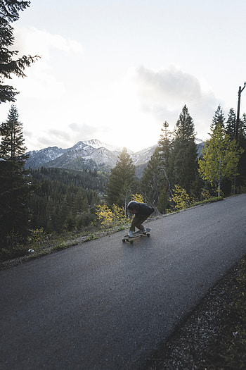Mountains, Miscellanea, Miscellaneous, Helmet, Slope, Human, Person, Skate HD phone wallpaper