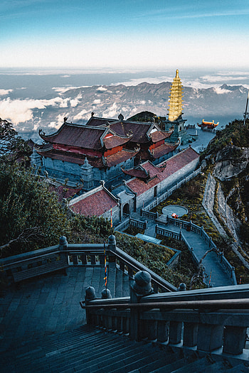 Mountains, Architecture, Building, Miscellanea, Miscellaneous, Pagoda, Temple HD phone wallpaper