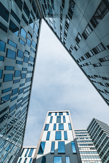 Sky, Architecture, City, Skyscraper, Building, Miscellanea, Miscellaneous, Bottom View HD phone wallpaper