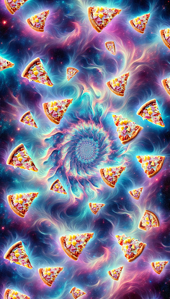 Hawaiian Pizza Galaxy, pizza, cosmic, colorful, Abstract HD phone wallpaper
