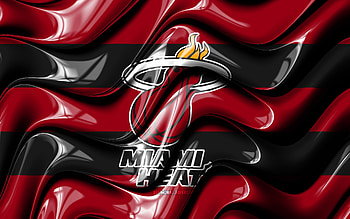 Miami Heat, , red and black 3D waves, NBA, american basketball team, Miami Heat logo, basketball HD wallpaper