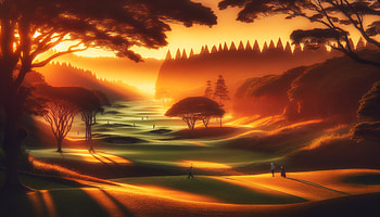 Serene Sunset Golf Course, golf, golf course, landscape, nature HD wallpaper