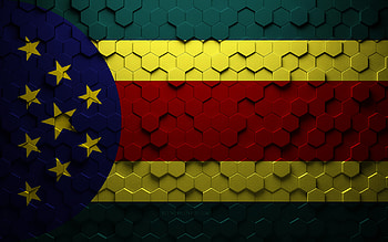 Flag of Parintins, honeycomb art, Parintins hexagons flag, Parintins 3d hexagons art, Parintins flag HD wallpaper