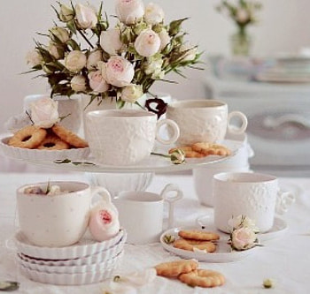 Tea Time, teacups, still life, tea, pink roses, flowers HD wallpaper