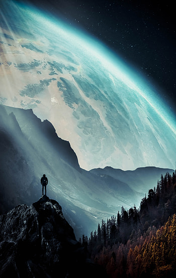 Mountains, Miscellanea, Miscellaneous, Human, Person, Loneliness, Illusion HD phone wallpaper