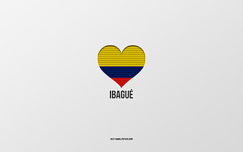 I Love Ibague, Colombian cities, Day of Ibague, gray background, Ibague, Colombia, Colombian flag heart, favorite cities, Love Ibague HD wallpaper
