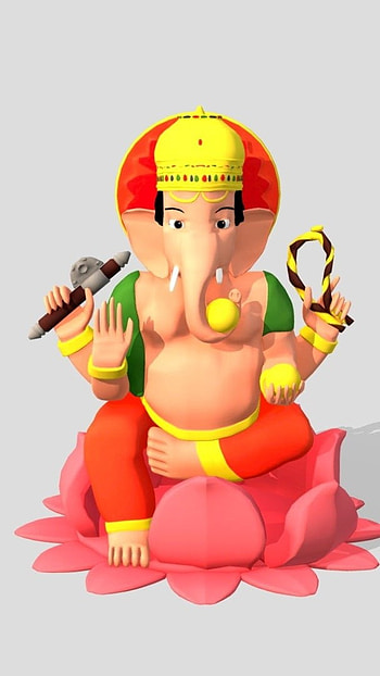 3d Ganesh, Beautiful, Cute, Painting HD phone wallpaper