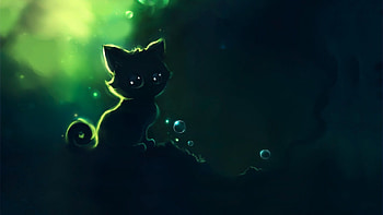 black kitten, kitten, ab, creative, black HD wallpaper
