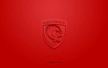 Gloucester Rugby, creative 3D logo, red background, Premiership Rugby, 3d emblem, English rugby Club, England, 3d art, rugby, Gloucester Rugby 3d logo HD wallpaper