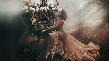 Lovely Girl, model, flowers, piano, woman HD wallpaper