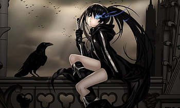 A bad day, girl, sky, anime, crow HD wallpaper