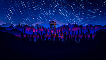 firewatch , sky, purple, light, night, tree, Purple Firewatch HD wallpaper
