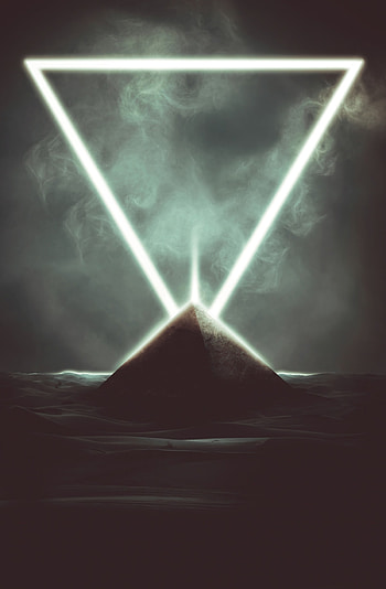 Pyramid, Art, Smoke, Dark, Glow, Triangle HD phone wallpaper