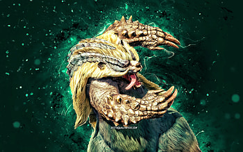 Arzuros, , turquoise neon lights, Monster Hunter Rise, MHR, monsters, MHRise, Arzuros Monster Hunter Rise, Arzuros Guide HD wallpaper