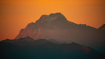 Peaceful Dusk Over The Mountains, mountains, mountain, trees, tree, sky, nature HD wallpaper