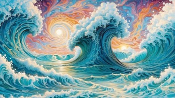 Psychedelic ocean, psychedelic, ocean, wave, sunset, colorful, Ocean Waves HD wallpaper