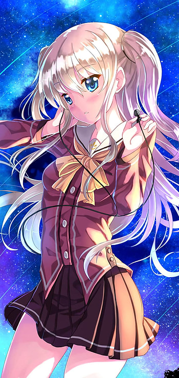 Charlotte (Anime) Main Members, blue eyes, white hair, school uniform, Charlotte, Nao Tomori, Anime HD phone wallpaper