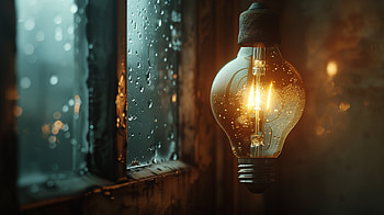Illuminated Light Bulb Rainy Window, light bulb HD wallpaper