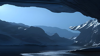 Spaceship Cavern, landscape, AI Art HD wallpaper