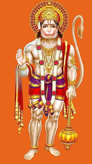 Hanuman, Orange Background HD phone wallpaper