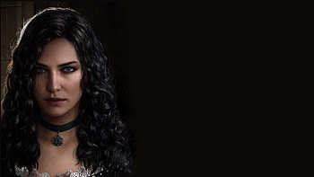 Yennefer, the witcher, black, art, fantasy, face, girl HD wallpaper