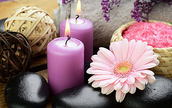 Purple Candle, pink, pyrple, candle, flower HD wallpaper